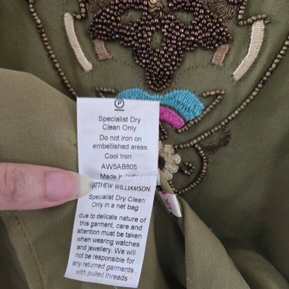 Matthew Williamson Beaded Green Sleeveless Tank Top Size 8 Small b170 - Picture 9 of 11